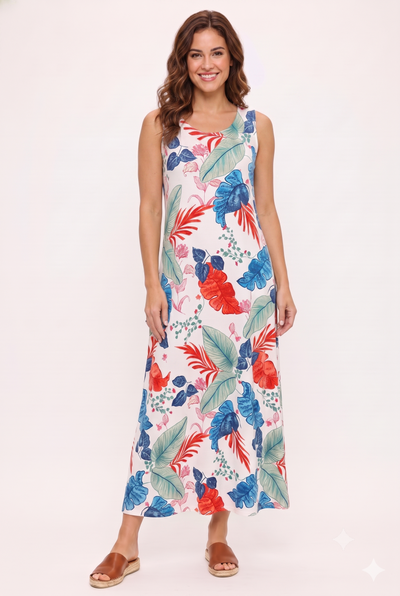 Print  Long Tank Dress Print -7000BN-TRP1-W532
