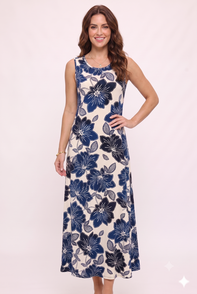 Print  Long Tank Dress Print -7000BN-TRP1-W534