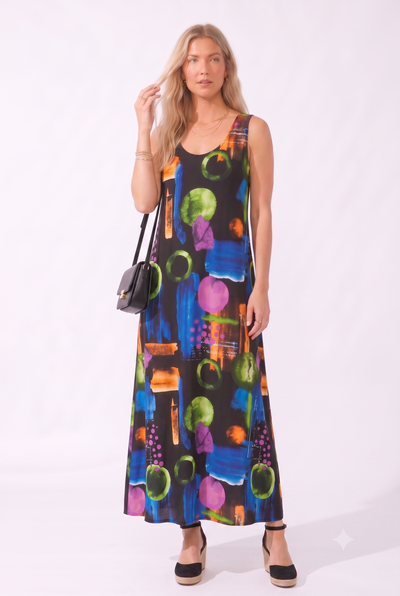 Print  Long Tank Dress Print -7000BN-TRP1-W544