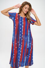 Load image into Gallery viewer, American Print Long Dress Short Sleeve -7002BN-SRD1-D005
