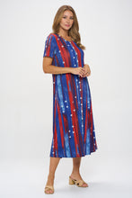 Load image into Gallery viewer, American Print Long Dress Short Sleeve -7002BN-SRD1-D005
