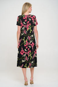 Plus Size Print  Long Dress Short Sleeve - 7002BN-SXP1-W431