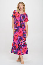 Load image into Gallery viewer, Plus Size Print  Long Dress Short Sleeve - 7002BN-SXP1-W438
