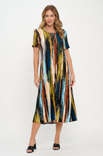 Load image into Gallery viewer, Plus Size Print  Long Dress Short Sleeve - 7002BN-SXP1-W470
