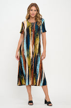 Load image into Gallery viewer, Plus Size Print  Long Dress Short Sleeve - 7002BN-SXP1-W470
