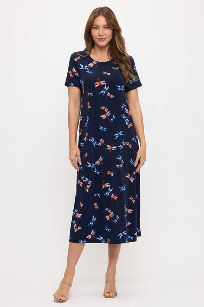 Print Long Dress Short Sleeve -7002BN-SRP1-W518