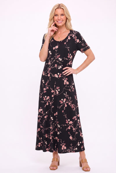 Print Long Dress Short Sleeve -7002BN-SRP1-W546