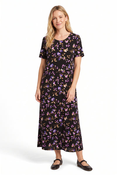 Print Long Dress Short Sleeve -7002BN-SRP1-W558