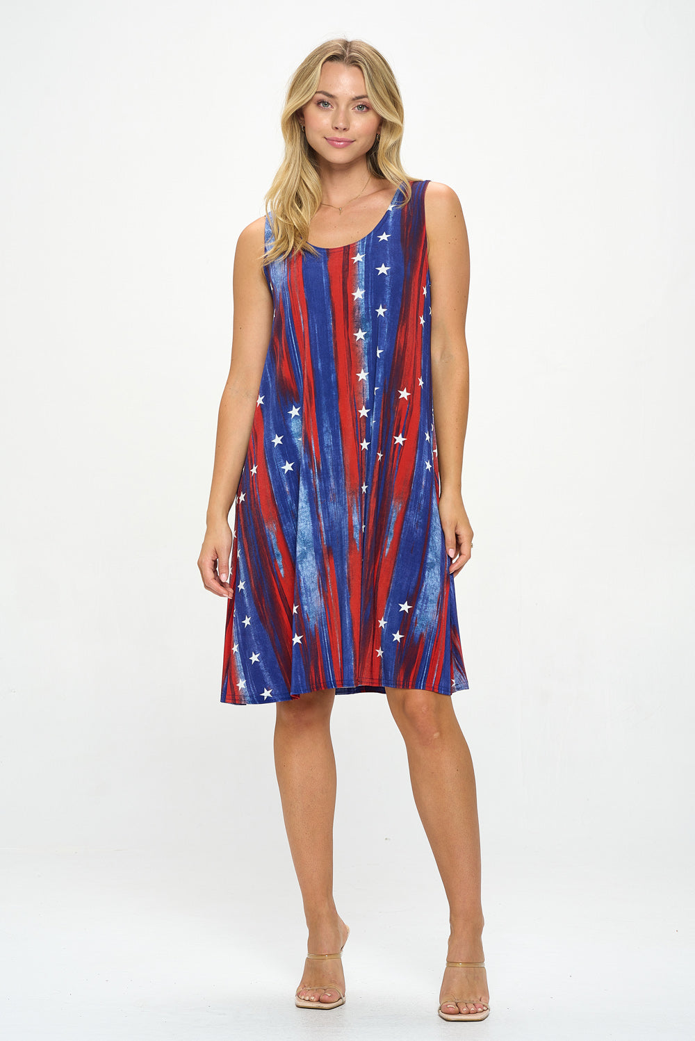 Plus Size Stretchy Missy Tank Dress Print Plus - 7003BN-TXD1-D005