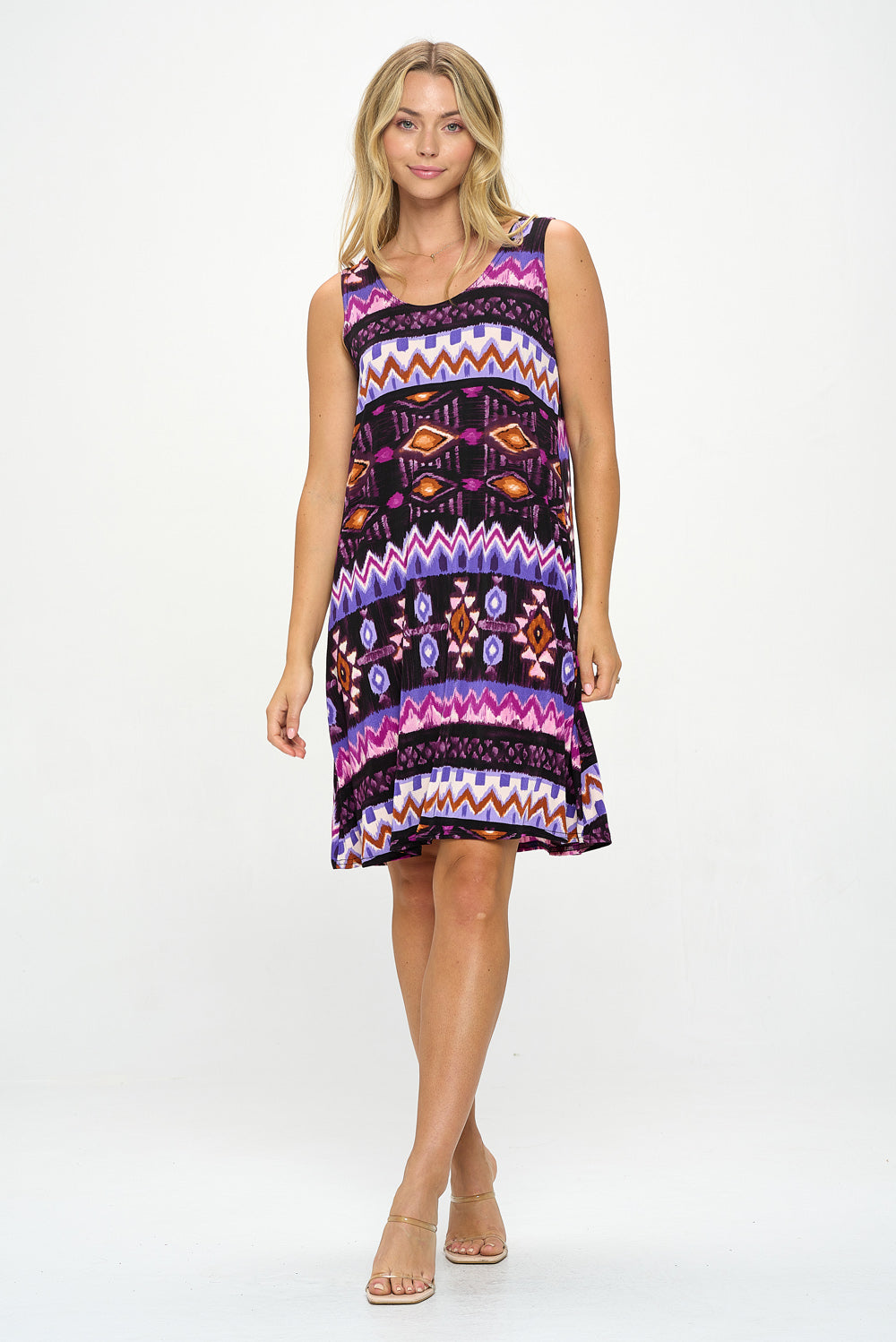 Plus Size Print Missy Tank Dress- 7003BN-TXP1-W407