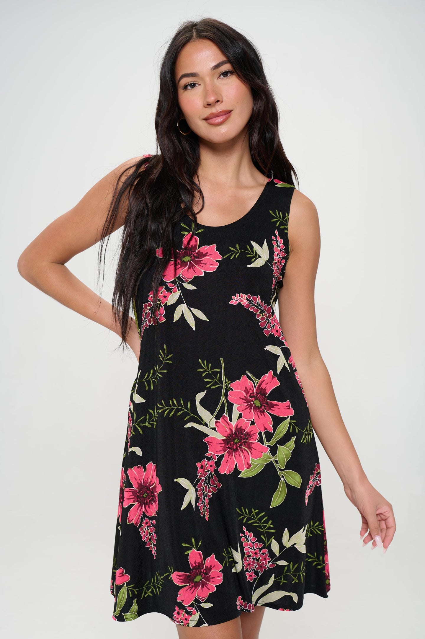 Plus Size Print Missy Tank Dress- 7003BN-TXP1-W431