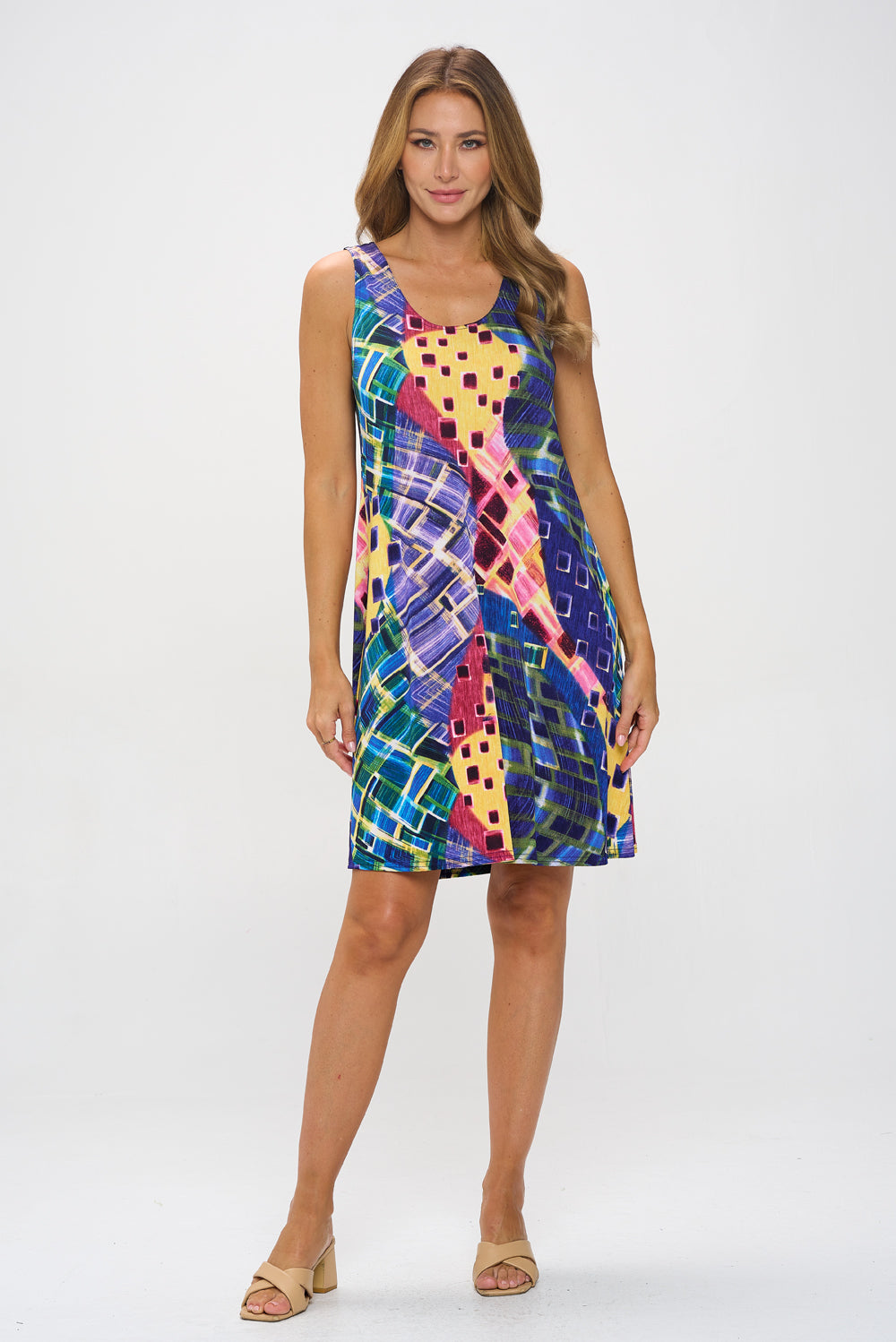 Plus Size Print Missy Tank Dress- 7003BN-TXP1-W441