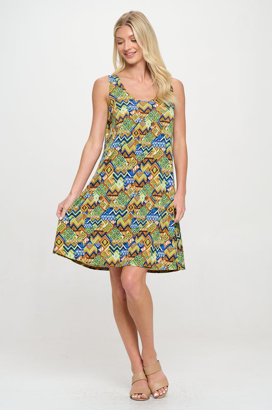 Print Missy Tank Dress Sleeveless Prints - 7003HT-TRD1-D009