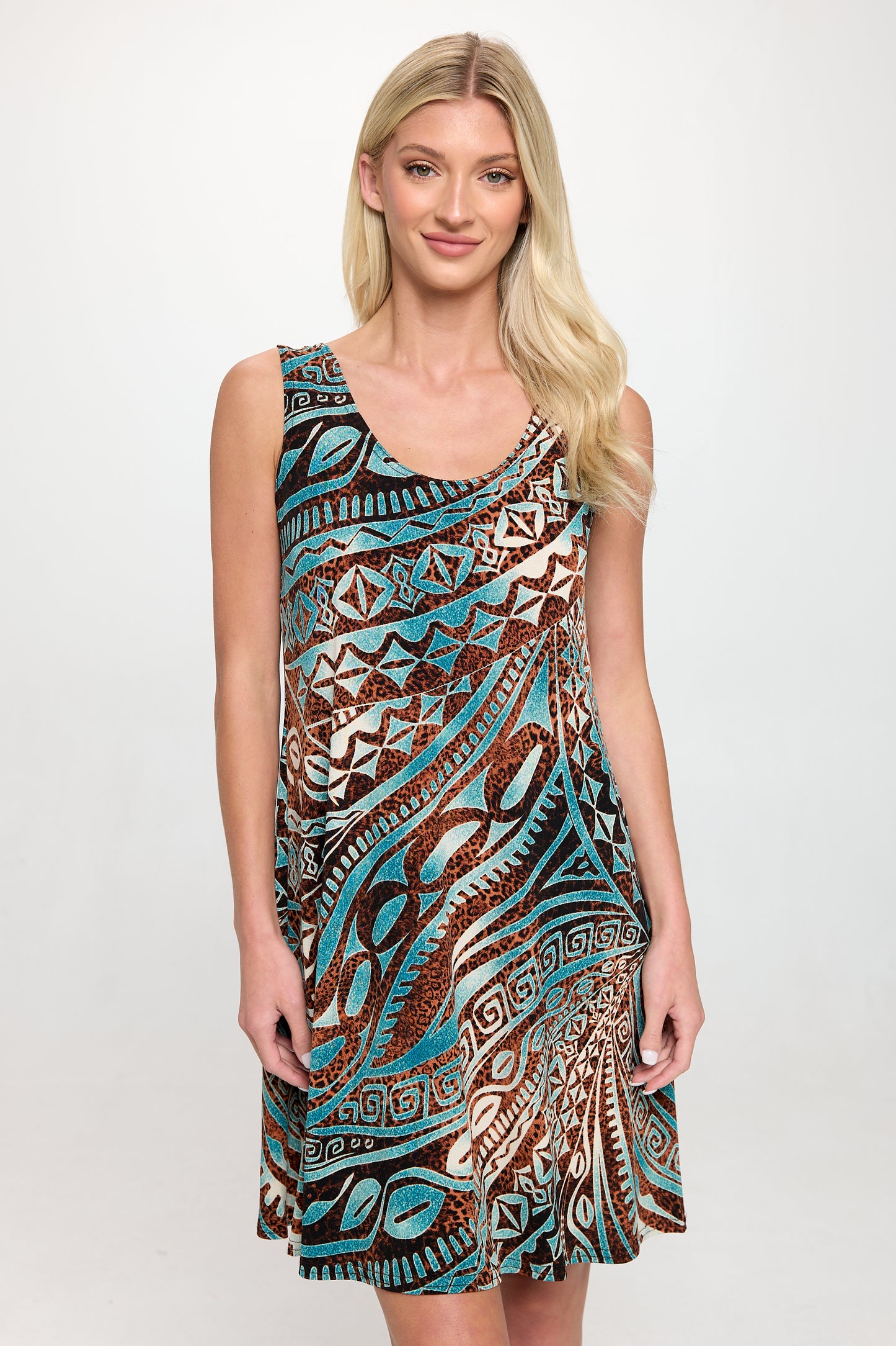 Print Missy Tank Dress Sleeveless Prints - 7003HT-TRP1-W459