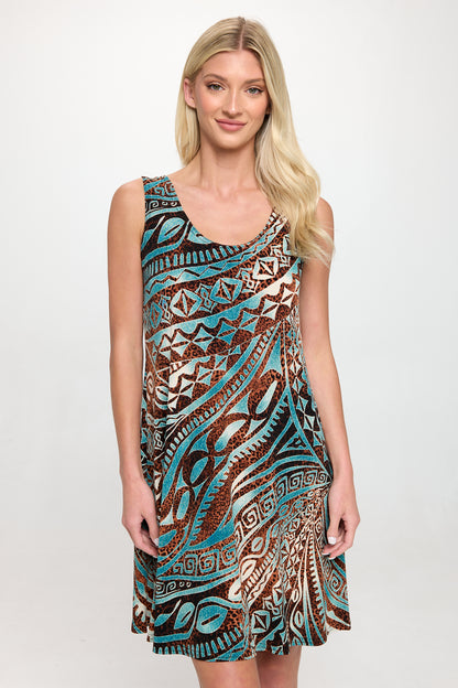 Print Missy Tank Dress Sleeveless Prints - 7003HT-TRP1-W459