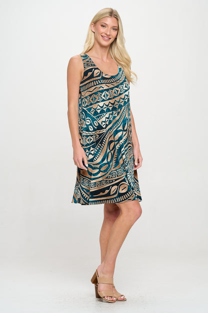 Print Missy Tank Dress Sleeveless Prints - 7003HT-TRP1-W459