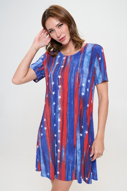 Plus Size Print Missy Dress Short Sleeve-7004BN-SXD1-D005