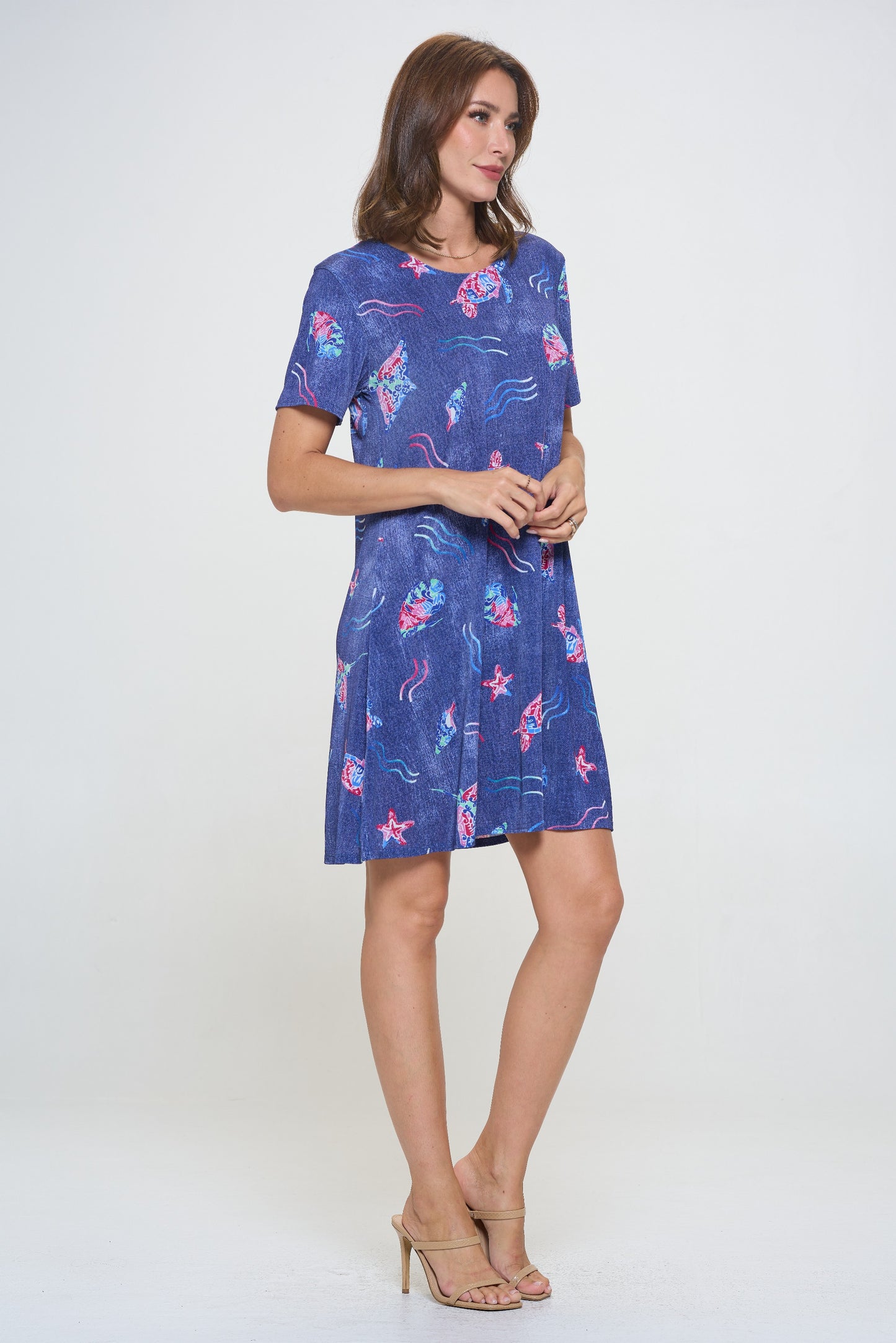 Plus Size Print Missy Dress Short Sleeve-7004BN-SXD1-D007