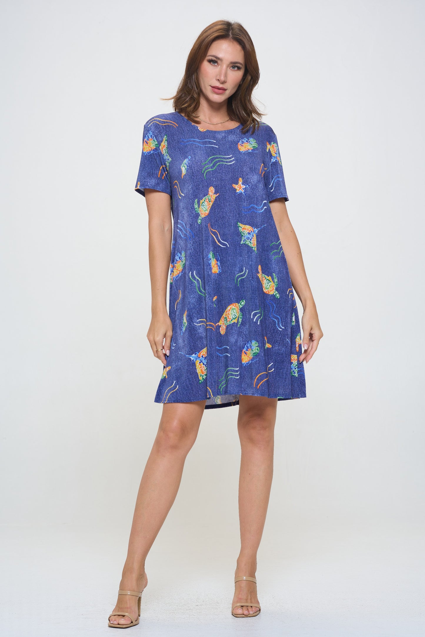 Plus Size Print Missy Dress Short Sleeve-7004BN-SXD1-D007