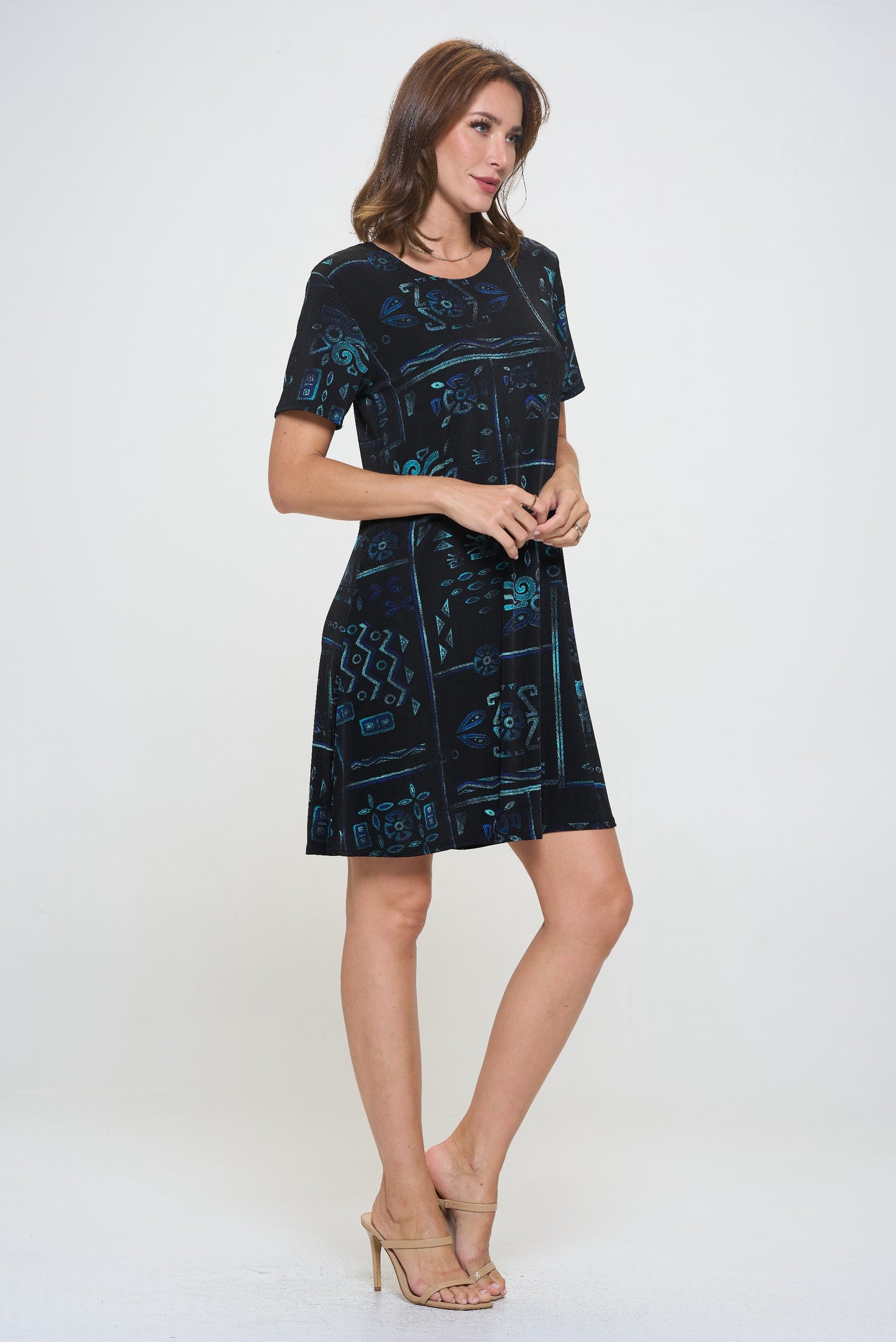 Plus Size Print Missy Dress Short Sleeve-7004BN-SXP1-W401