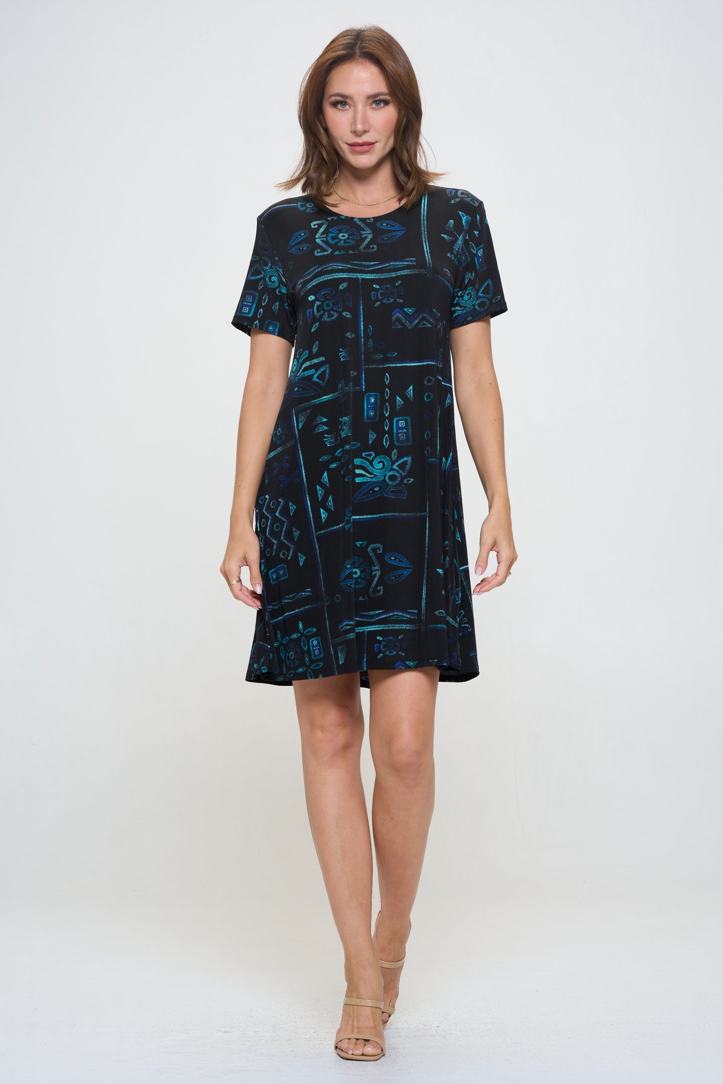 Plus Size Print Missy Dress Short Sleeve-7004BN-SXP1-W401