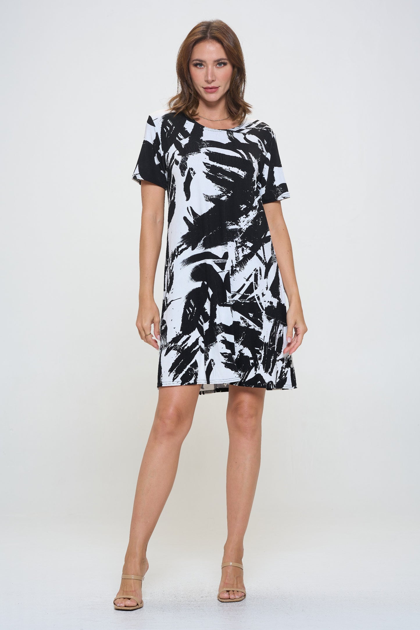 Plus Size Print Missy Dress Short Sleeve-7004BN-SXP1-W403