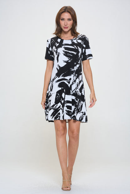 Plus Size Print Missy Dress Short Sleeve-7004BN-SXP1-W403