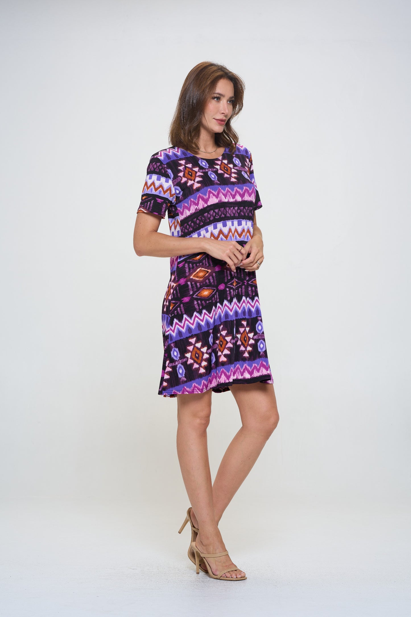 Plus Size Print Missy Dress Short Sleeve-7004BN-SXP1-W407