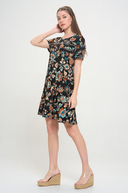 Plus Size Print Missy Dress Short Sleeve-7004BN-SXP1-W434