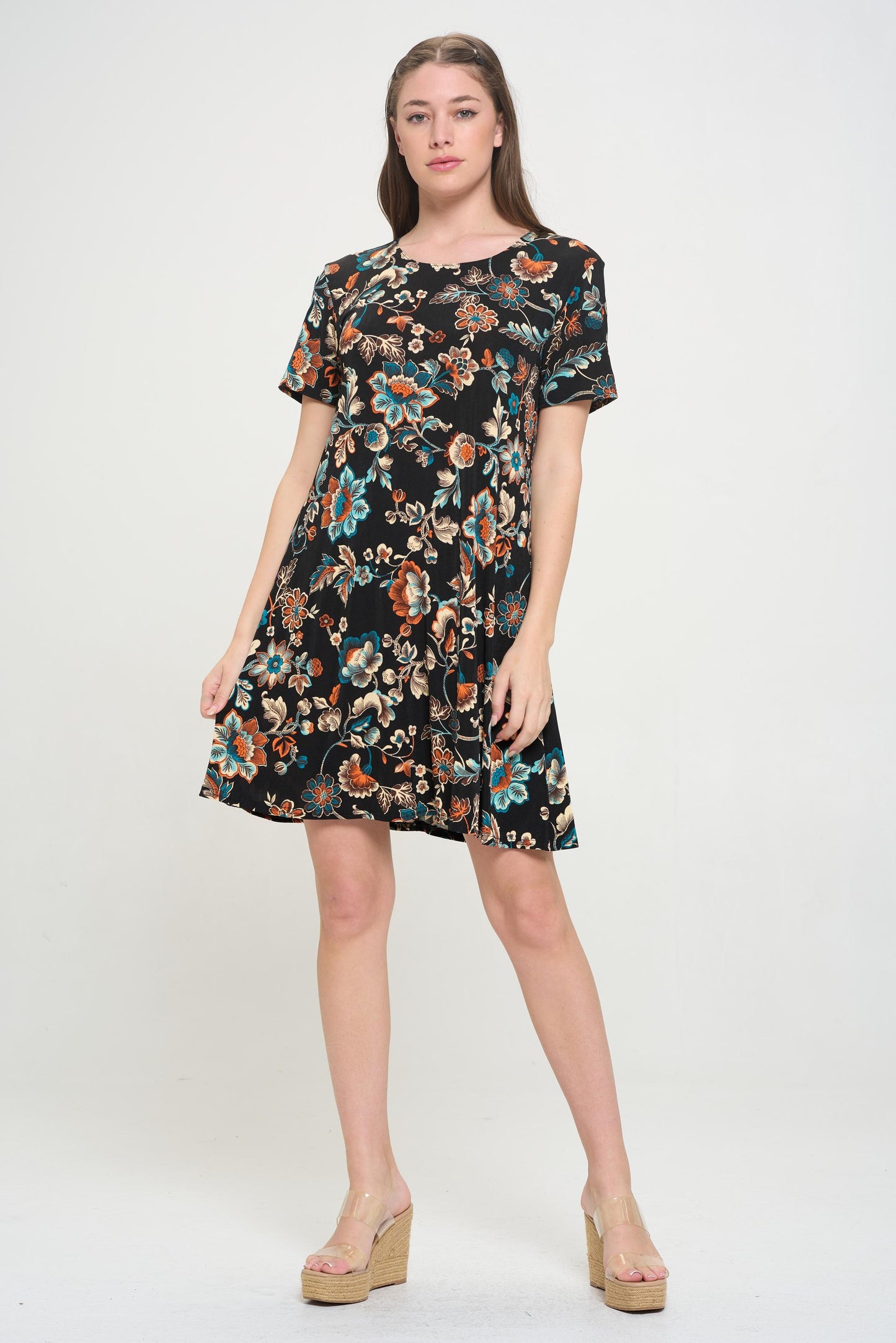 Plus Size Print Missy Dress Short Sleeve-7004BN-SXP1-W434