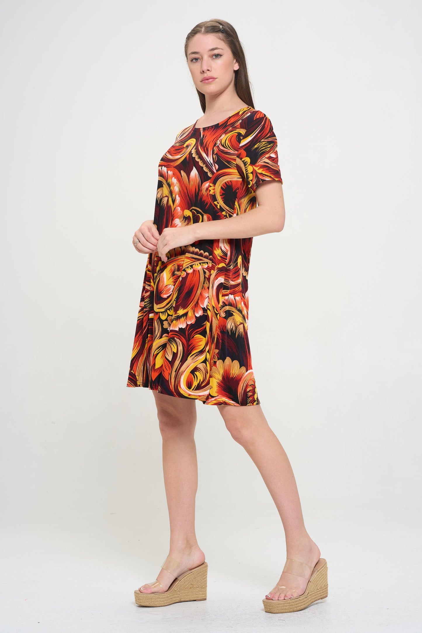 Plus Size Print Missy Dress Short Sleeve-7004BN-SXP1-W435