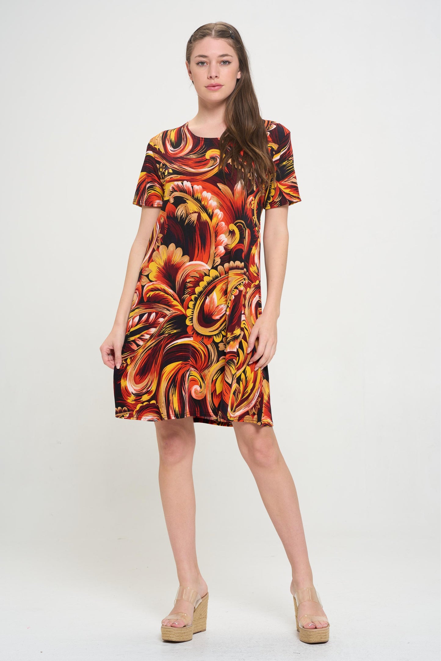 Plus Size Print Missy Dress Short Sleeve-7004BN-SXP1-W435