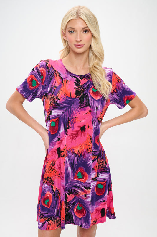 Plus Size Print Missy Dress Short Sleeve-7004BN-SXP1-W438