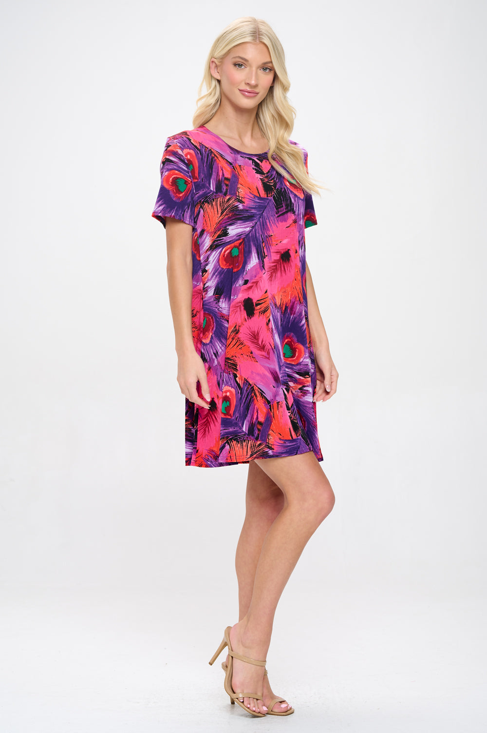 Plus Size Print Missy Dress Short Sleeve-7004BN-SXP1-W438