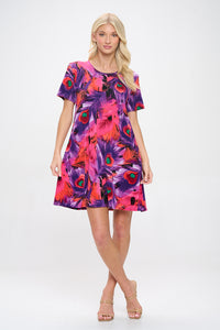 Plus Size Print Missy Dress Short Sleeve-7004BN-SXP1-W438