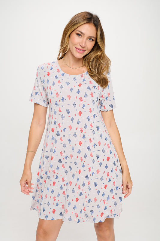 Plus Size Print Missy Dress Short Sleeve-7004BN-SXP1-W463