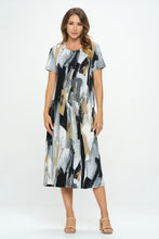 Load image into Gallery viewer, Plus Size Print  Long Dress Short Sleeve - 7002BN-SXP1-W379
