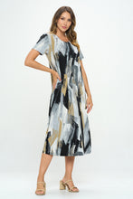 Load image into Gallery viewer, Plus Size Print  Long Dress Short Sleeve - 7002BN-SXP1-W379
