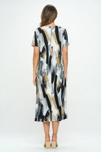 Load image into Gallery viewer, Plus Size Print  Long Dress Short Sleeve - 7002BN-SXP1-W379
