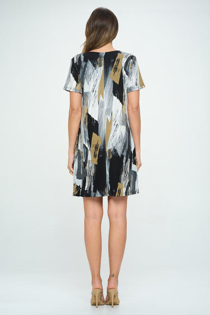 Stretchy Missy Dress Short Sleeve Print Plus, 7004BN-SXP1-W379