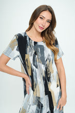 Load image into Gallery viewer, Plus Size Missy Print  Short Sleeve Dress-7004BN-SXP1-W379
