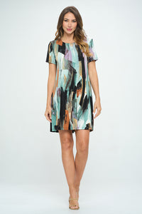 Plus Size Missy Print  Short Sleeve Dress-7004BN-SXP1-W379