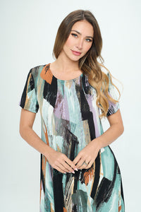 Plus Size Missy Print  Short Sleeve Dress-7004BN-SXP1-W379