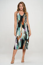 Load image into Gallery viewer, BNS  V-Neck Midi Tank Dress with Side Slit-7080BN-TRP1-W379
