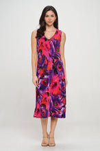 Load image into Gallery viewer, BNS  V-Neck Midi Tank Dress with Side Slit-7080BN-TRP1-W438
