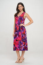 Load image into Gallery viewer, BNS  V-Neck Midi Tank Dress with Side Slit-7080BN-TRP1-W438
