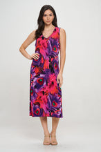 Load image into Gallery viewer, BNS  V-Neck Midi Tank Dress with Side Slit-7080BN-TRP1-W438
