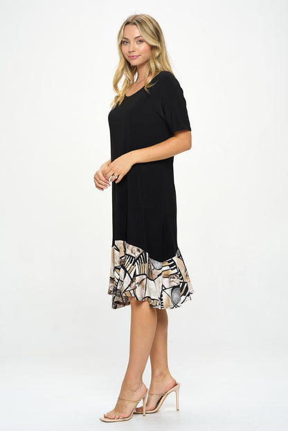 HIT Half Sleeve Contrast Dress-7084HT-HRP1-C-W393