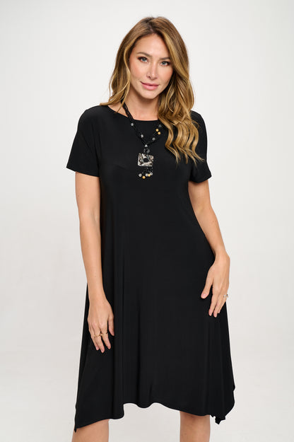 HIT  Boat Neck Shark Bite Hem Dress-7096HT-SRS1