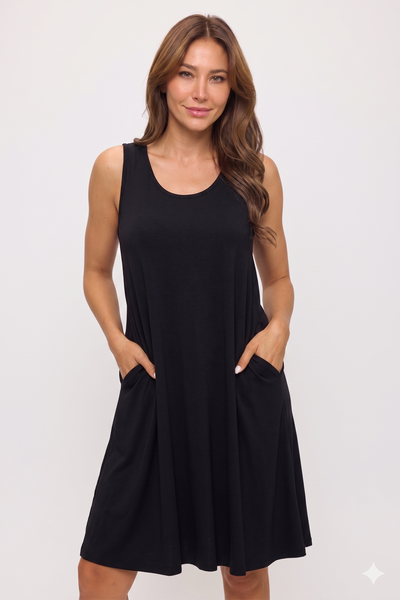 BNS Sleeveless Pocket Dress-7098BN-TXS1-K - Jostar Online